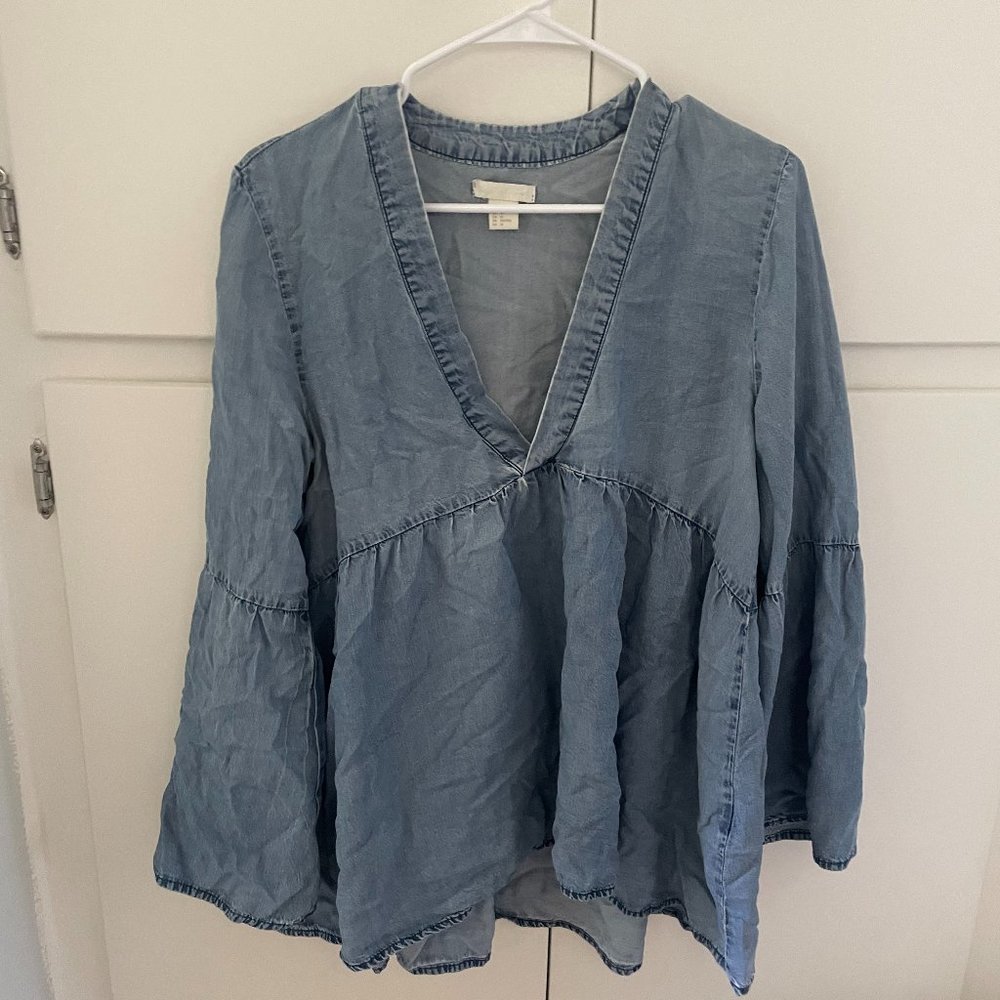 H&M Flared Sleeve Denim Top
